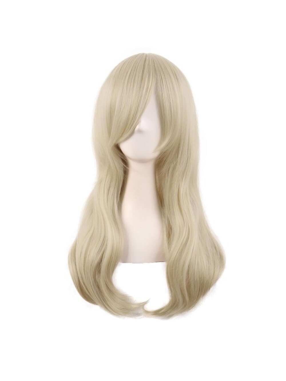 Women's Blonde 24 Inch Heat Resistant Long Side Bang Wavy Curly Cosplay Wigs